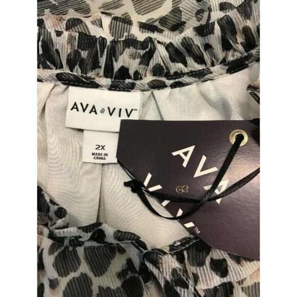 AVA & VIV Top Plus 2X Gray Animal Tunic Women New - Picture 4 of 5